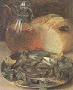Georg Flegel Still Life with Fish and a Flask of Wine (mk05) oil on canvas